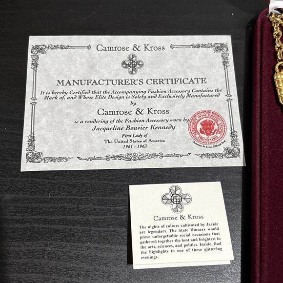 Camrose & Kross JBK Gold Tone Rhinestone Paper Clip Necklace Double Chain 26-33” - Picture 2 of 8